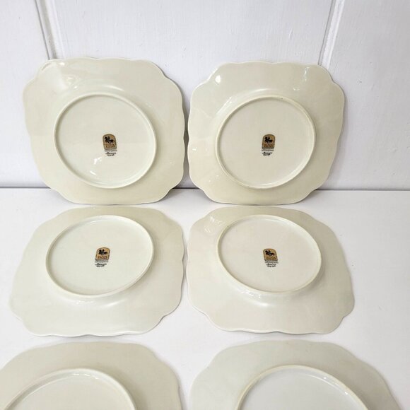 Black Knight Meissen Square Foral Plates Set of Six - Picture 9 of 9